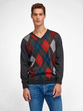 Пуловер с треугольным вырезом из 100% мериносовой шерсти
