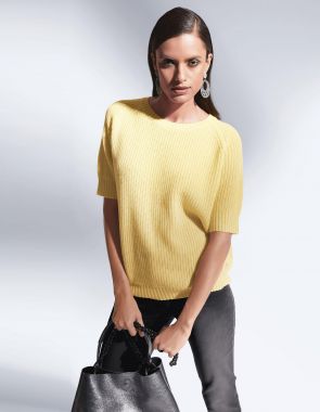 Пуловер с короткими рукавами из кашемира