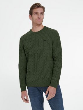 Пуловер с круглым вырезом - модель Lambwool Cable