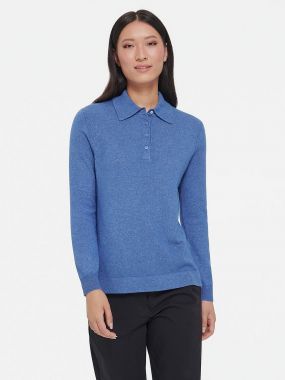 Пуловер с воротником-поло из шелка и кашемира - модель "PIA"