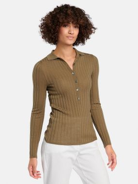 Пуловер из 100% мериносовой шерсти с воротником-поло